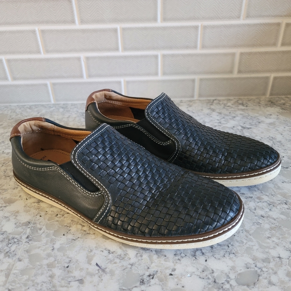 Johnston Murphy J&M Men's Sheepskin Woven Leather Slip On Shoes Lightweight 9.5M